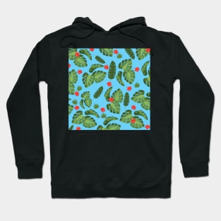 Tropical leaves Blue Hoodie